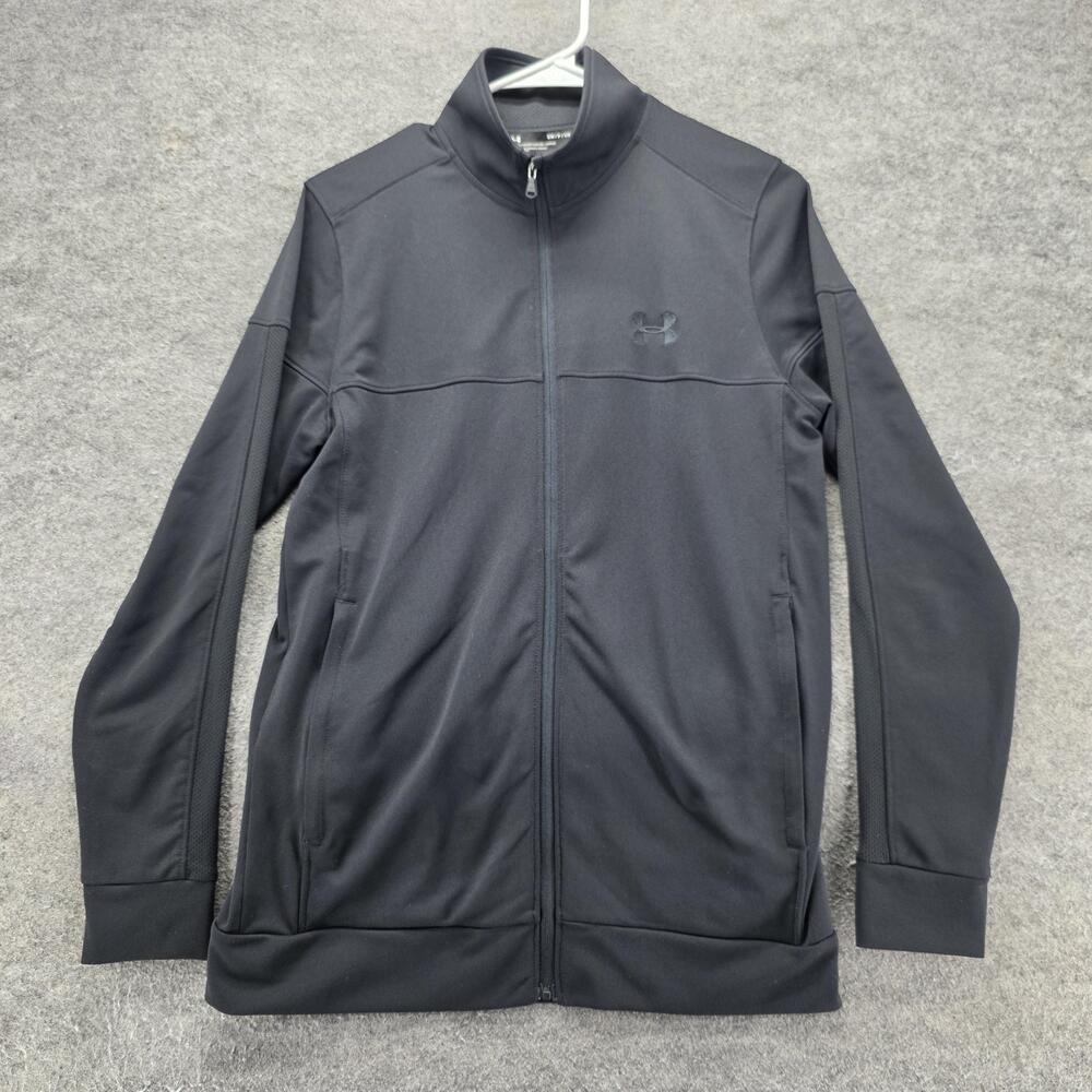 Under Armour Track Jacket Mens S Black Full Zip Pockets Made In Jordan